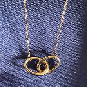 Tiffany & Co. 18k Yellow Gold Elsa Peretti Double Loop Pendant Necklace 16in